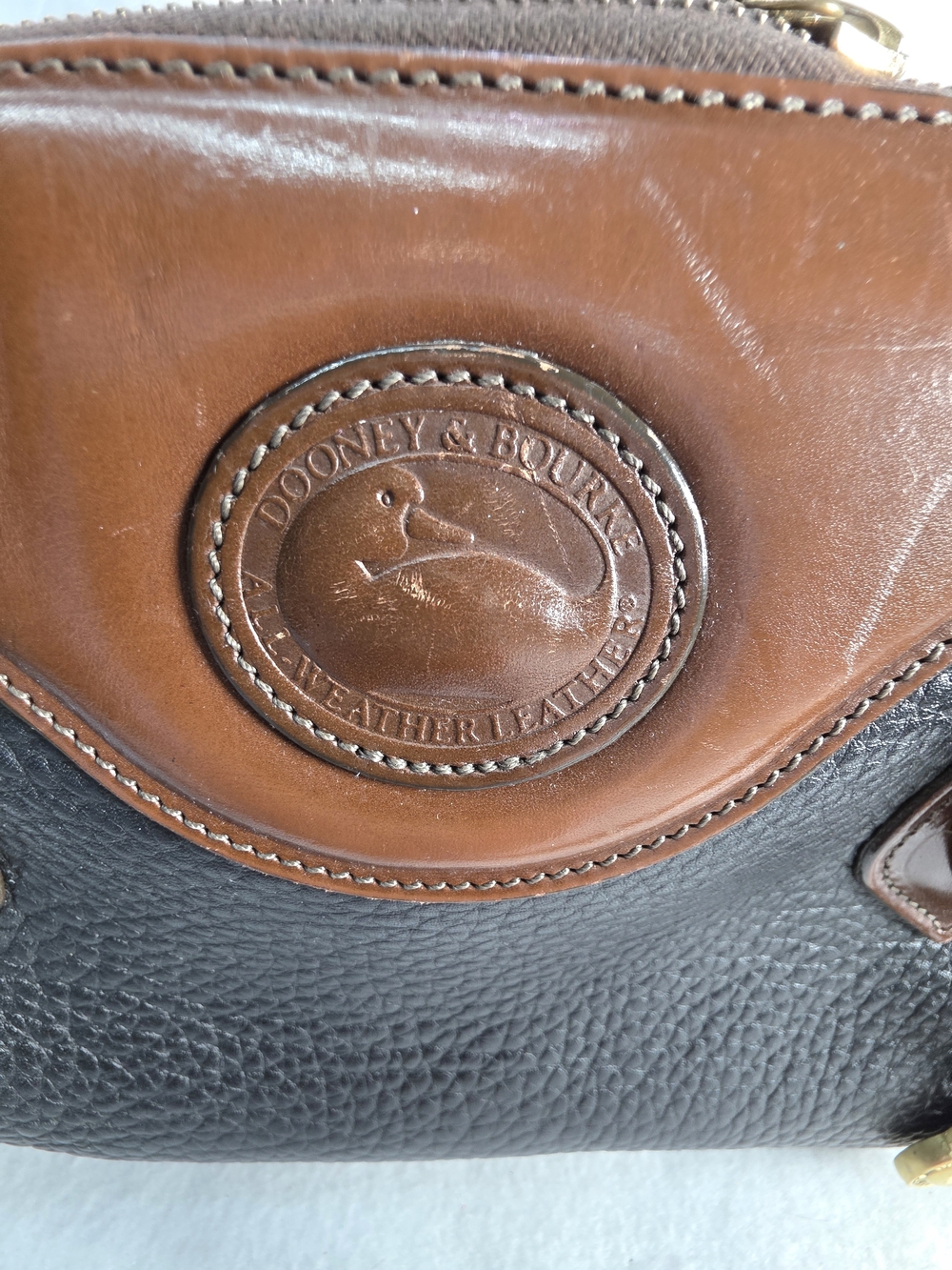 Vintage Dooney & Bourke All Weather Leather Satchel Black Pebbled Leather - Picture 12 of 12